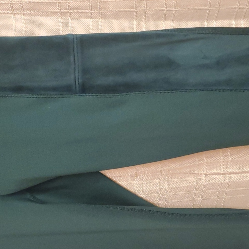 Pink Leggings Women's Size Large L Emerald Green Legging Velour Type Side Panels - Picture 8 of 13
